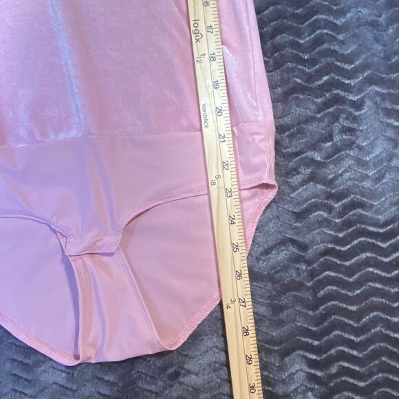 J.Crew/Jeans Pink Velvet Long-Sleeve Scoop Neck Bodysuit Womens size Small - Picture 6 of 7